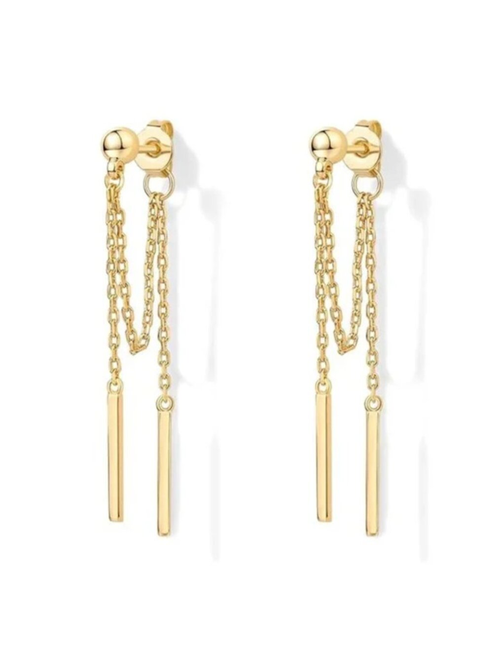 18K Gold Plated Chain Drop Earrings | Sterling Silver Posts | Minimalist Dangle